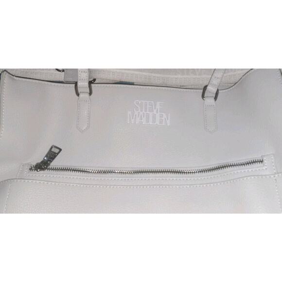 Steve Madden Logo Strap Extra Large Grey Shoulder Crossbody Messenger Bag Tote - Picture 7 of 7